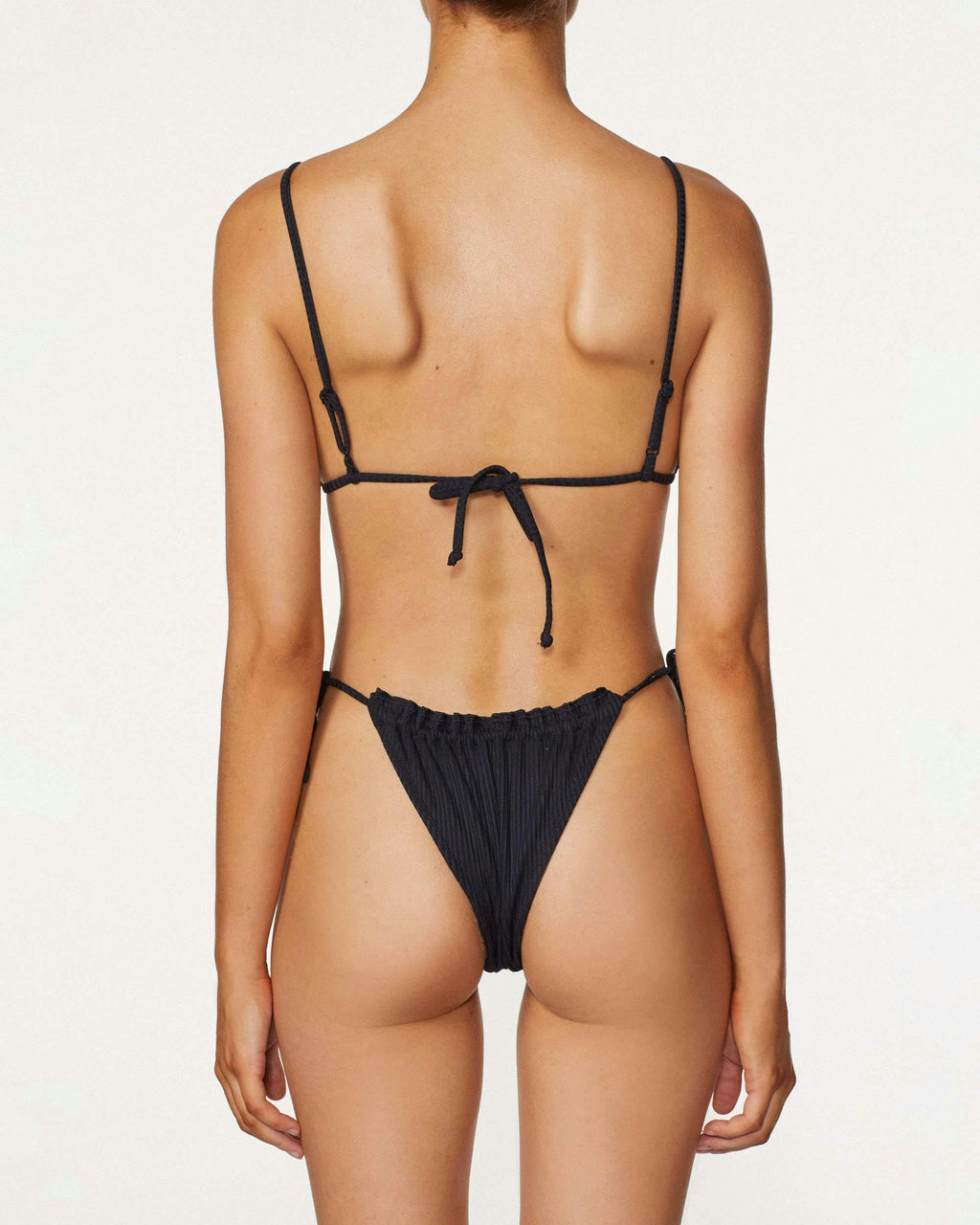 THE FRILL TIE ECO PANT - BLACK RIB