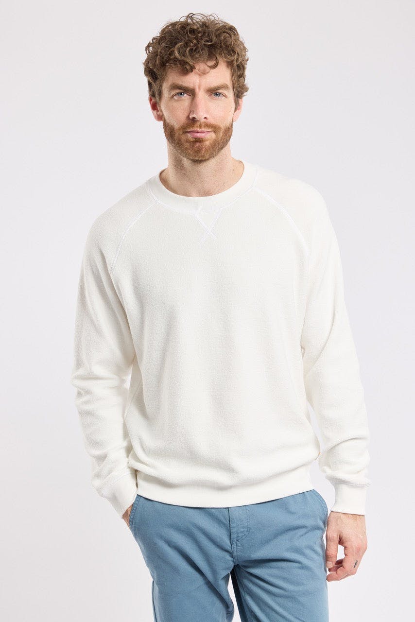 Armor Lux Cotton Boucle Sweatshirt in Milk