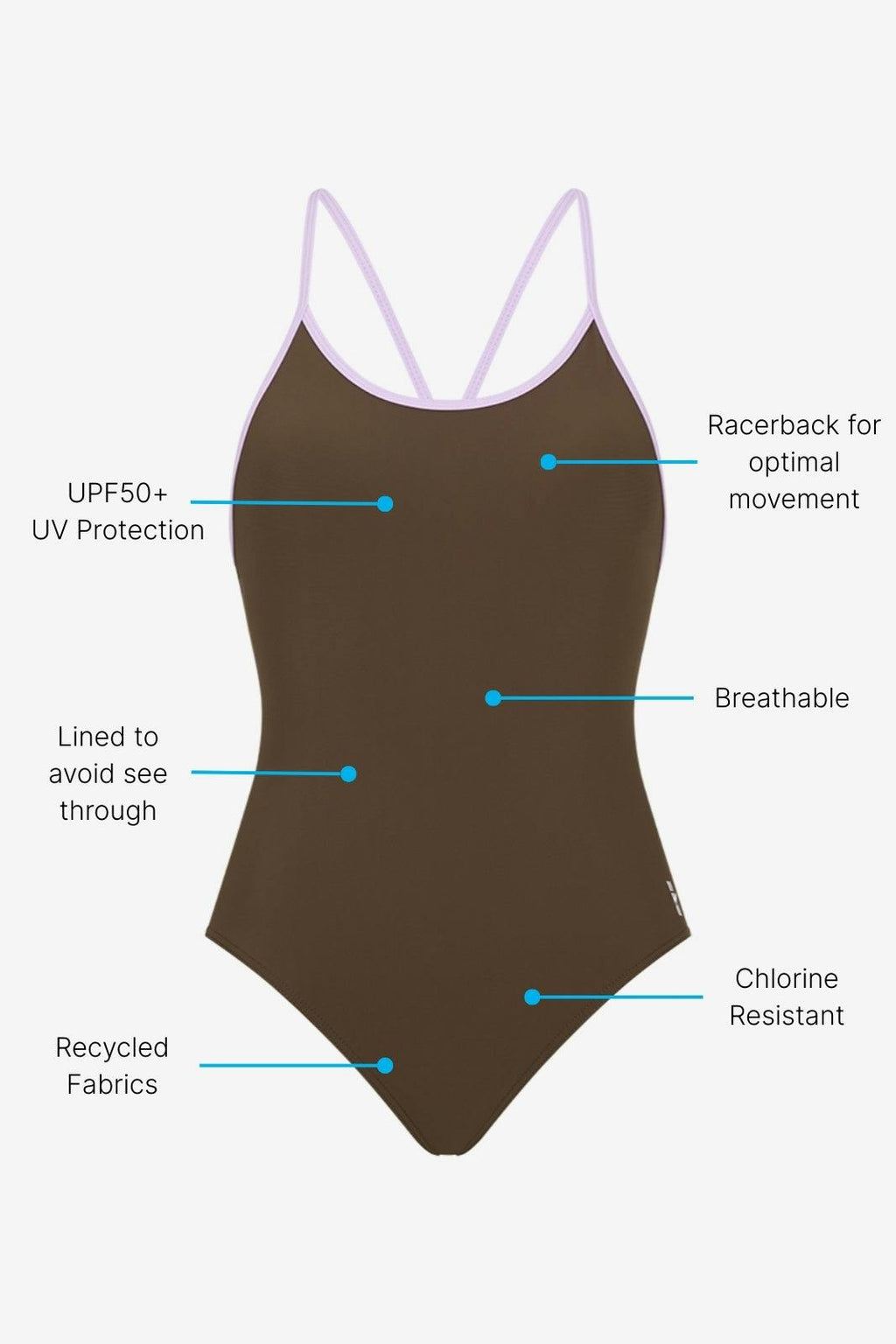 Liberty Racerback Swimsuit ― Coffee / Lilac