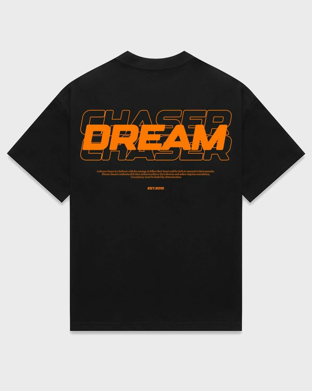 "Dream Chaser" Orange T Shirt // Black