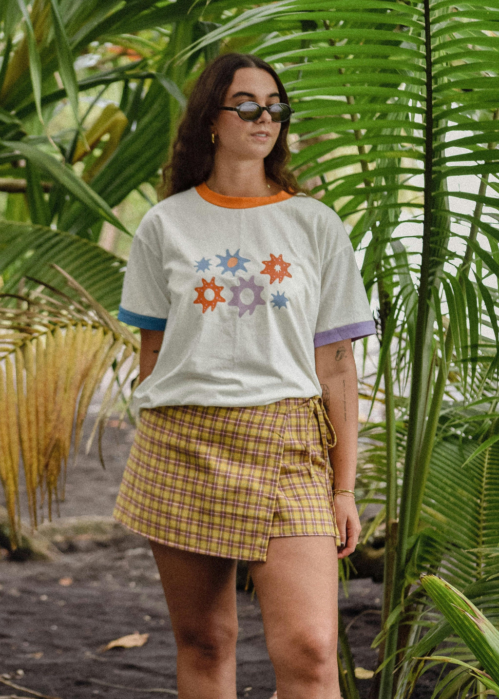 Wrap Mini Skirt in Flannel Plaid