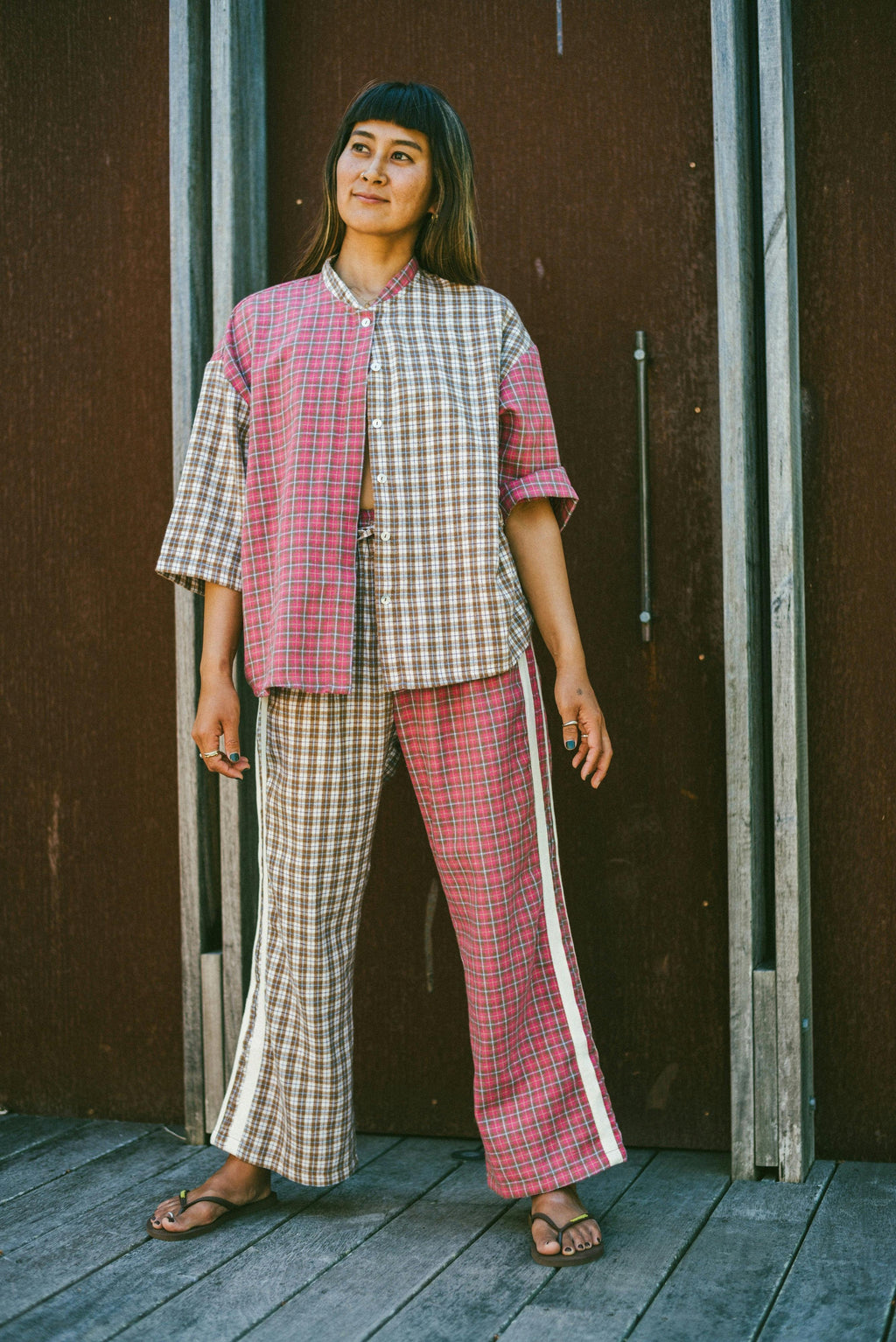 Flannel Box Shirt in Strawberry Milk