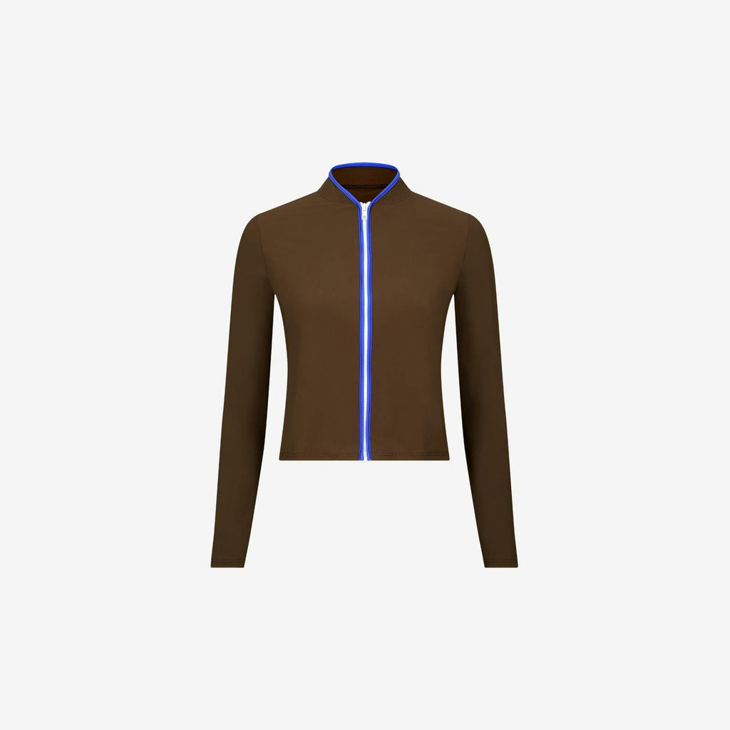 Rash Guard With Zip ― Coffee / Blue