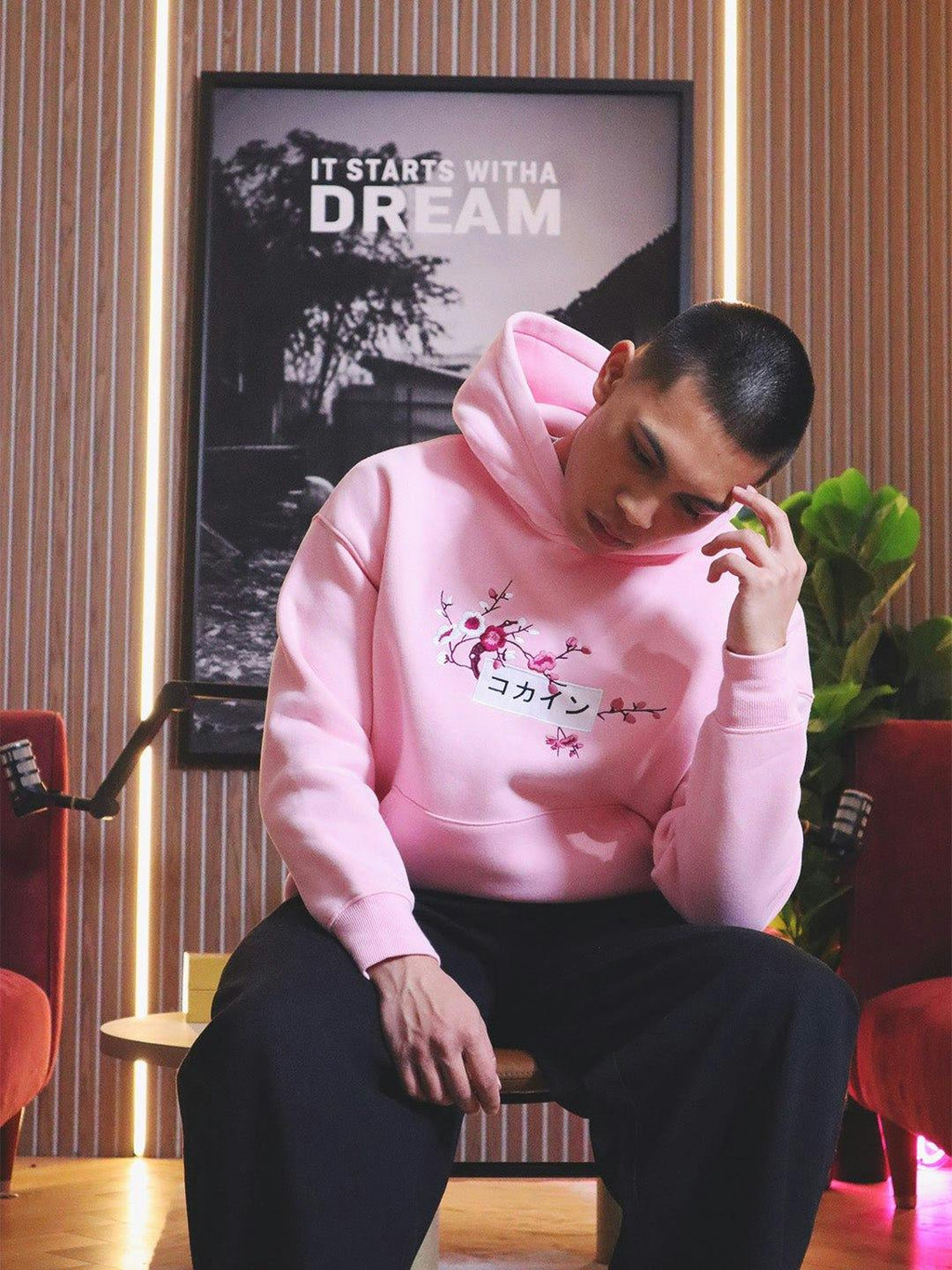 Pink / Red & White Blossom //// Hoodie