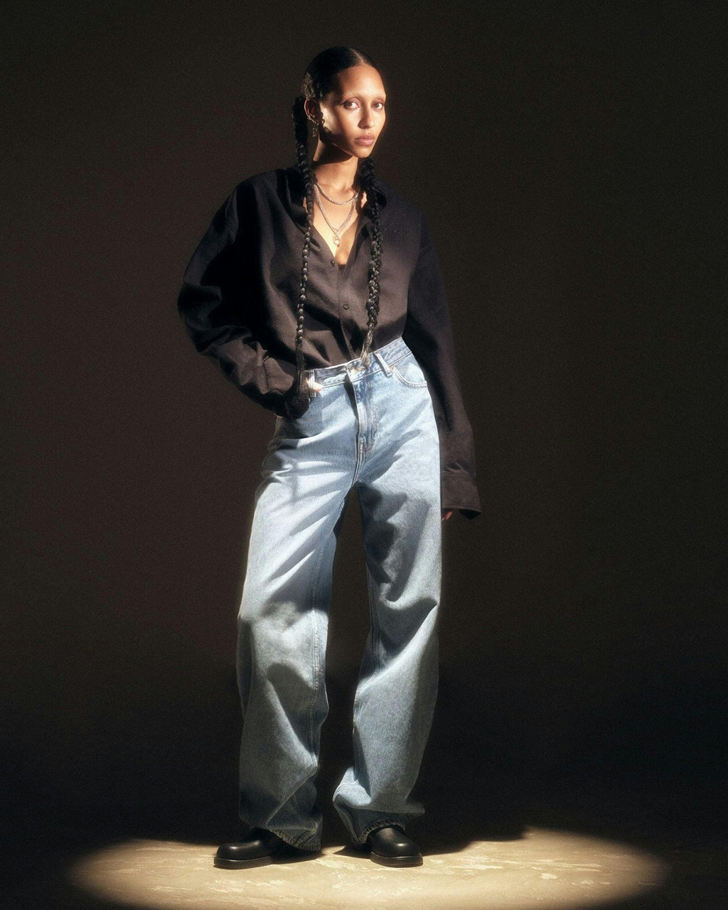 Donna Baggy Jeans - Stream Sky Used