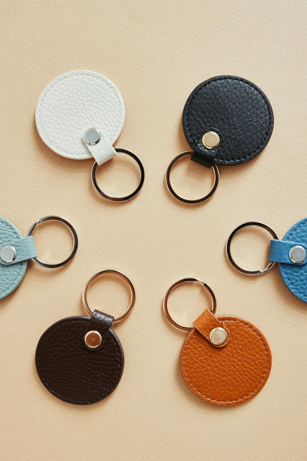 Leather Circle Keyring | Chocolate Gold
