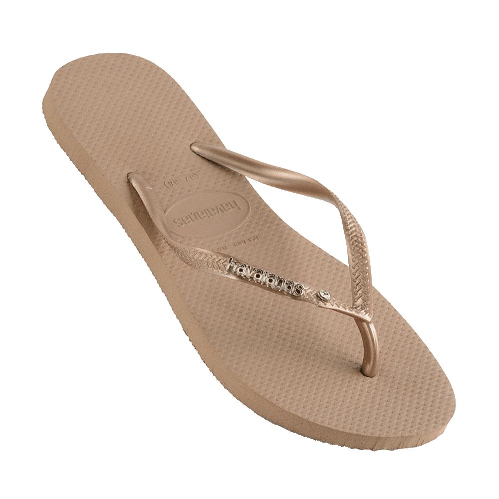 Slim Metal Logo Crystal Thongs