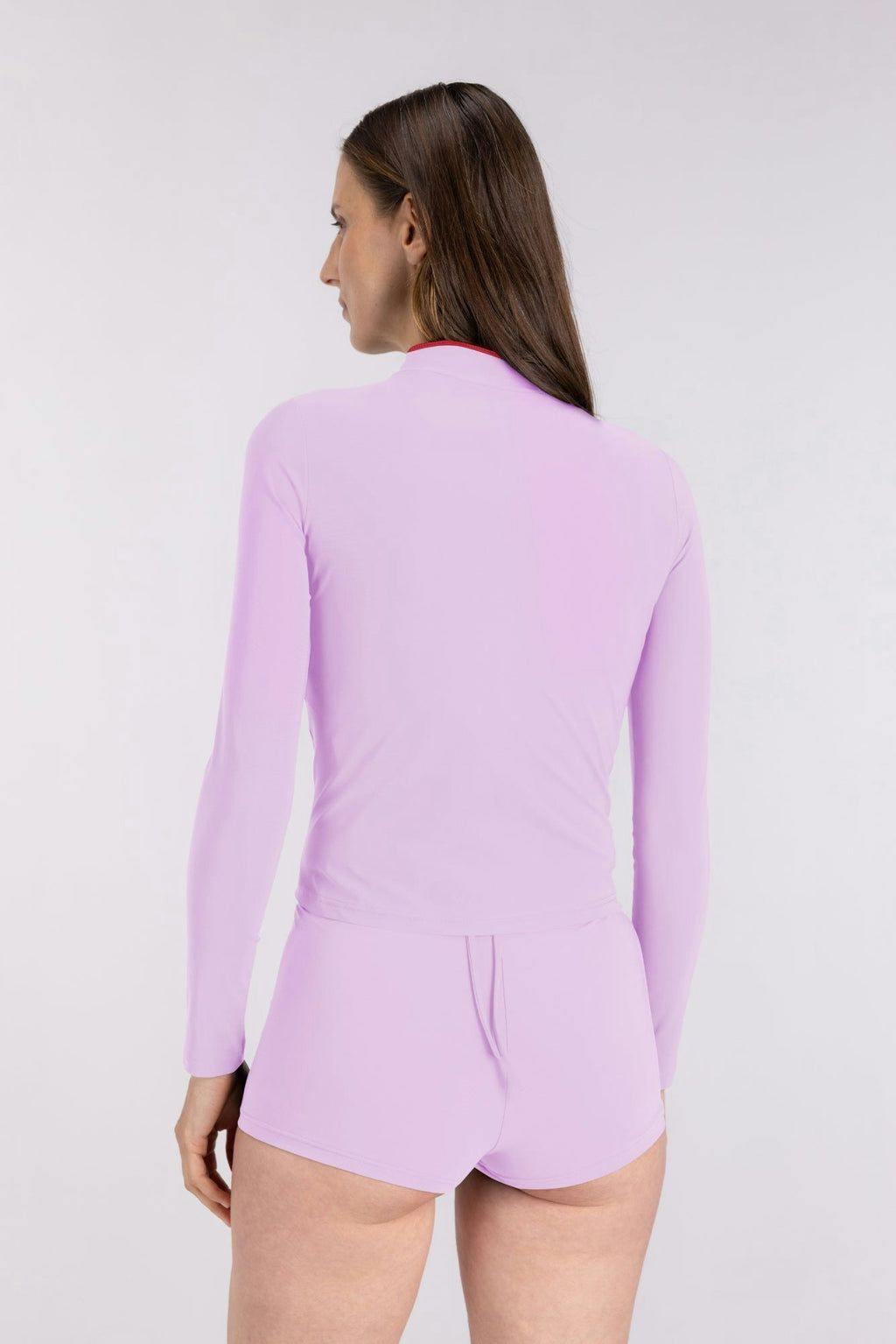 Rash Guard With Zip ― Lilac / Red