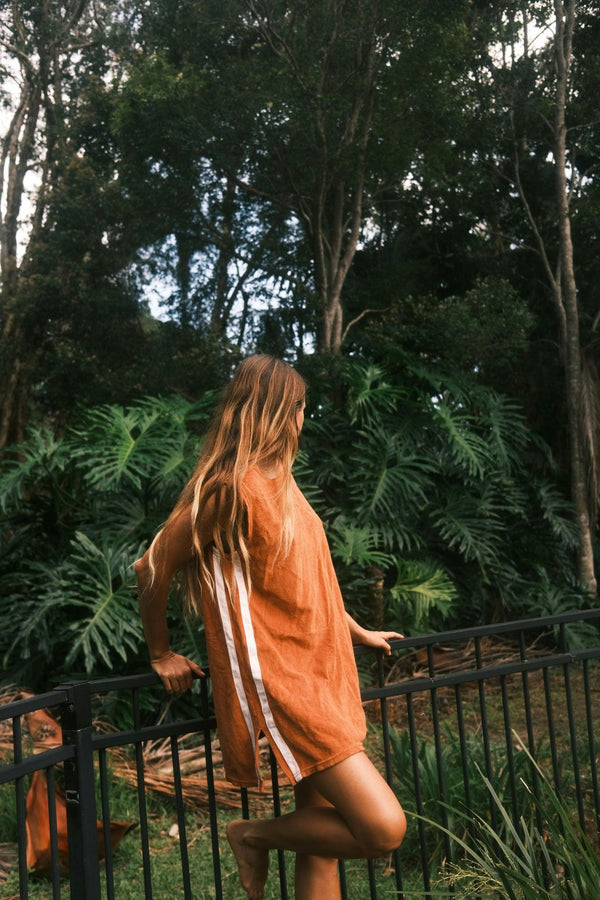 Sporty Terry Dress in Rust image 2
