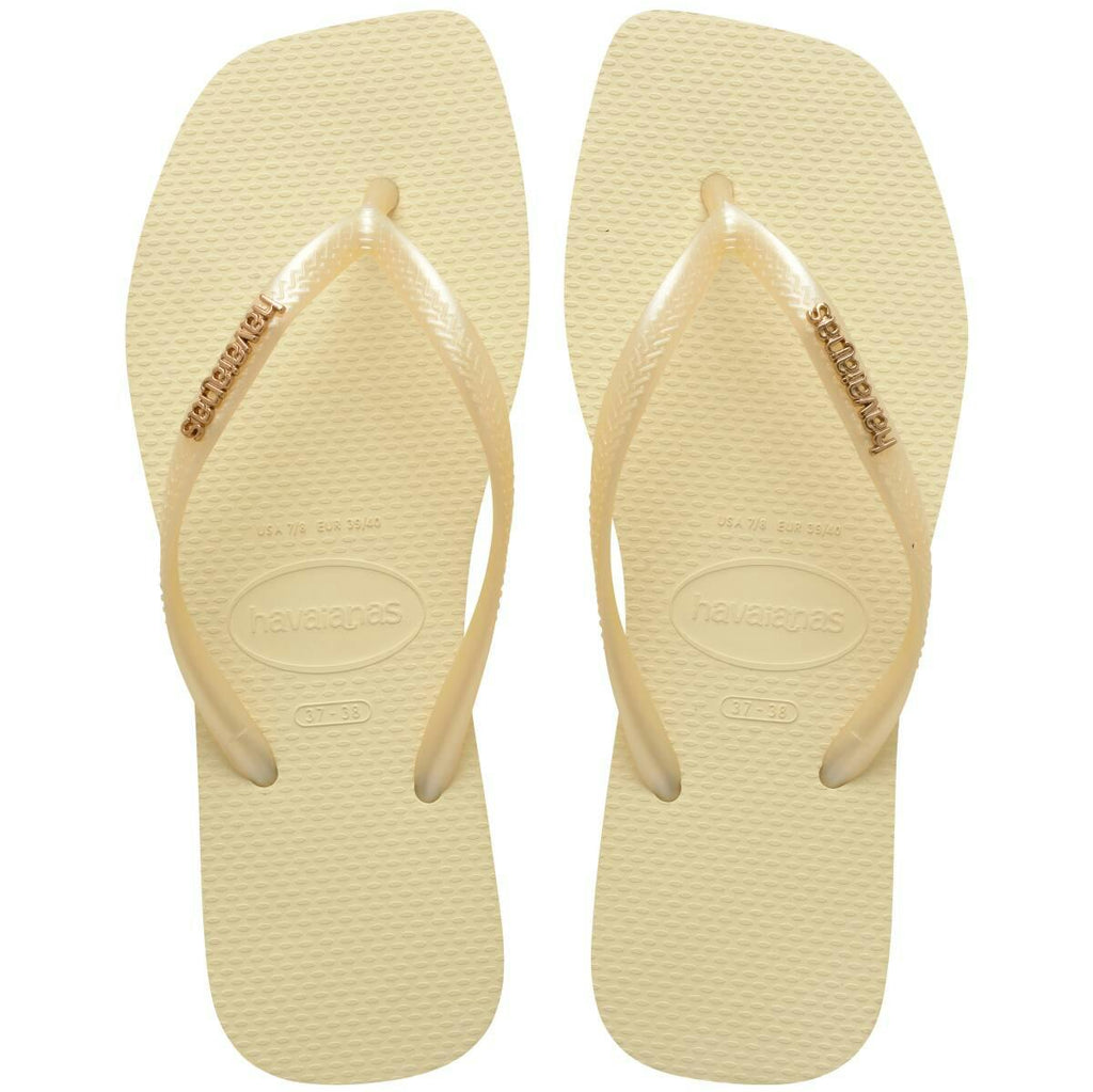 Slim Square Metal Logo Thongs