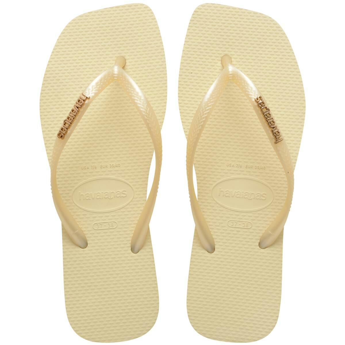 Slim Square Metal Logo Thongs