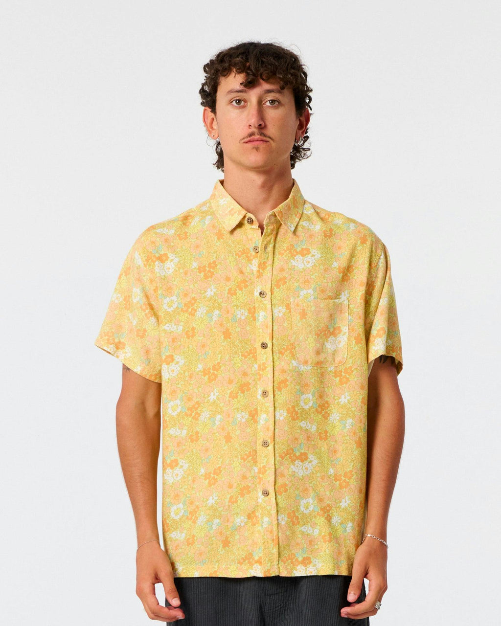 Hazed Floral Linen Shirt - Sunflower
