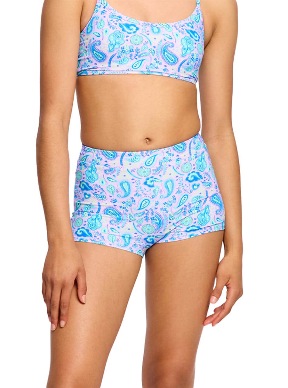 Teen Period Swimwear Hi Waist Short Super Absorbency Paisley Pink