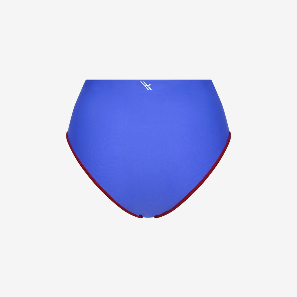 Bikini Bottom High Waist ― Blue / Dark Red