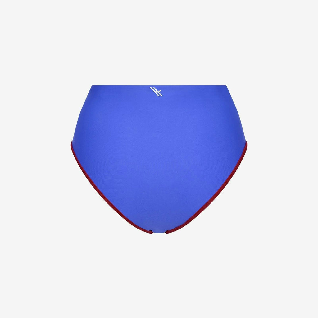Bikini Bottom High Waist ― Blue / Dark Red