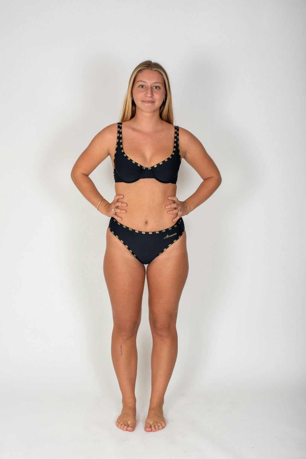 Pacific Bikini Brief in Navy and Gold