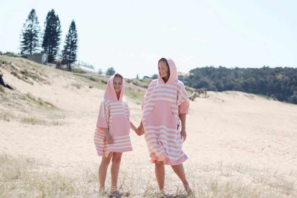 Ocean Pink Stripe Large Poncho