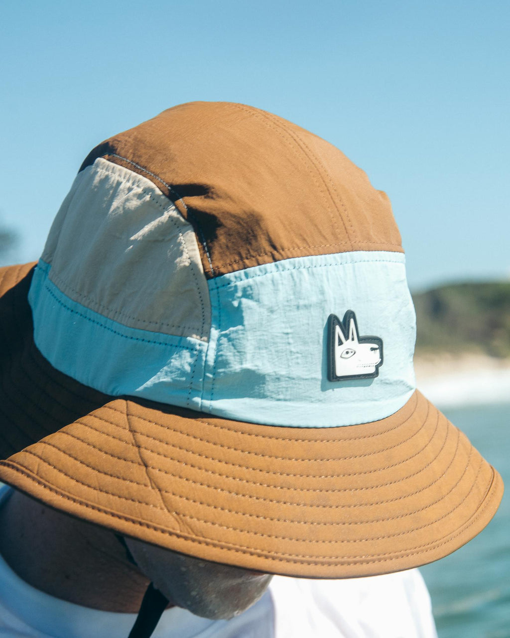 Blue + Brown Wide Brim Surf Hat