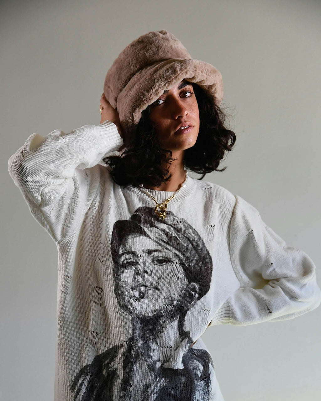 The Cosmic Girl Bucket Hat – Tan Faux Fur | Unisex Winter Hat