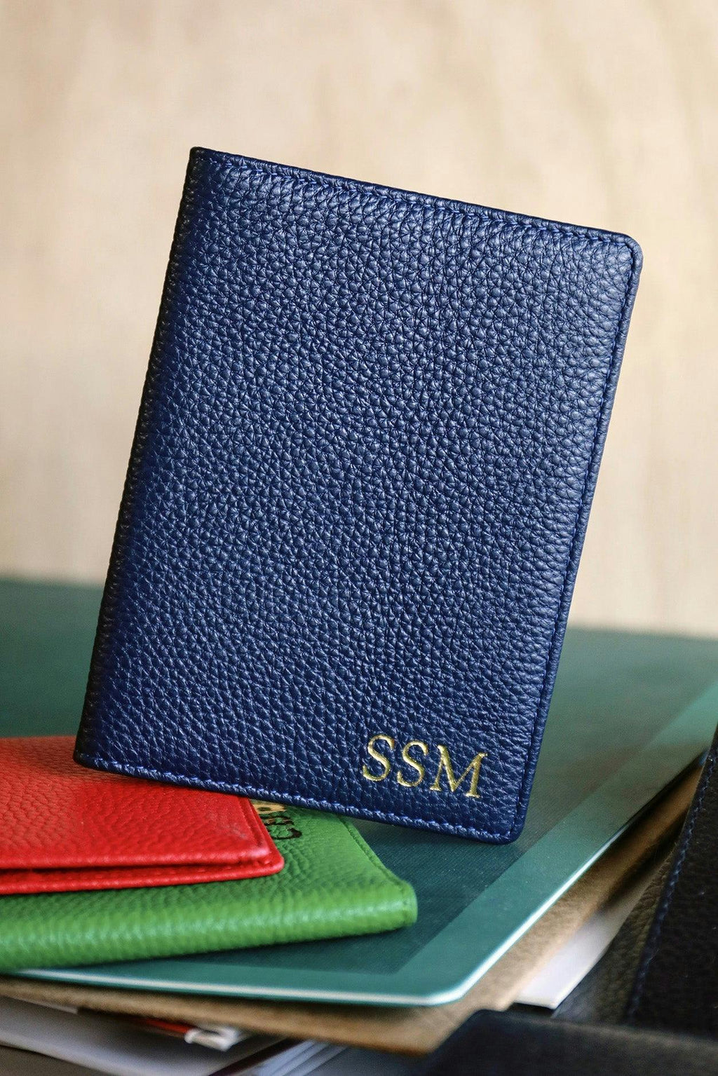 Leather Passport Holder | Navy