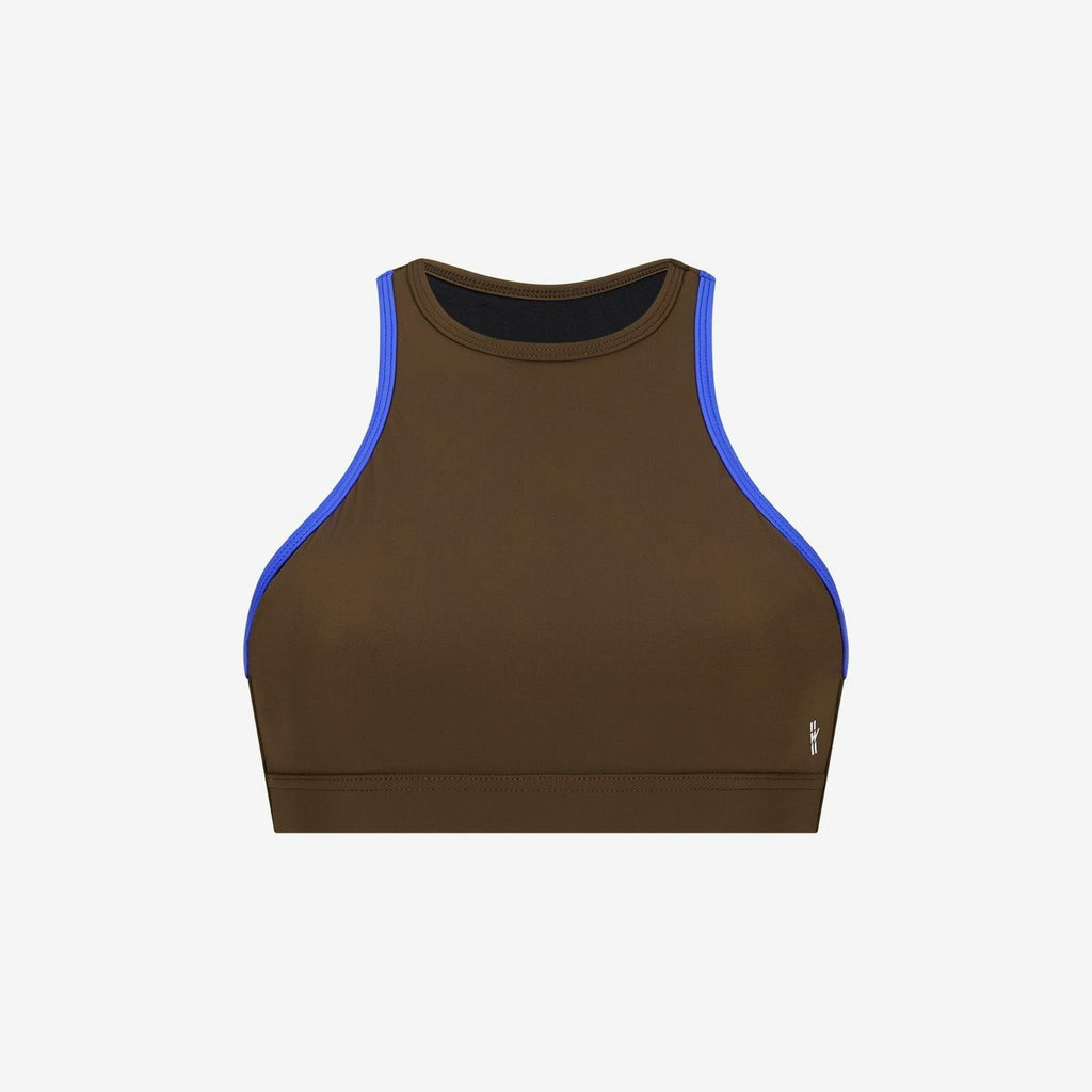 Bikini Top Racerfront Tie ― Coffee / Blue