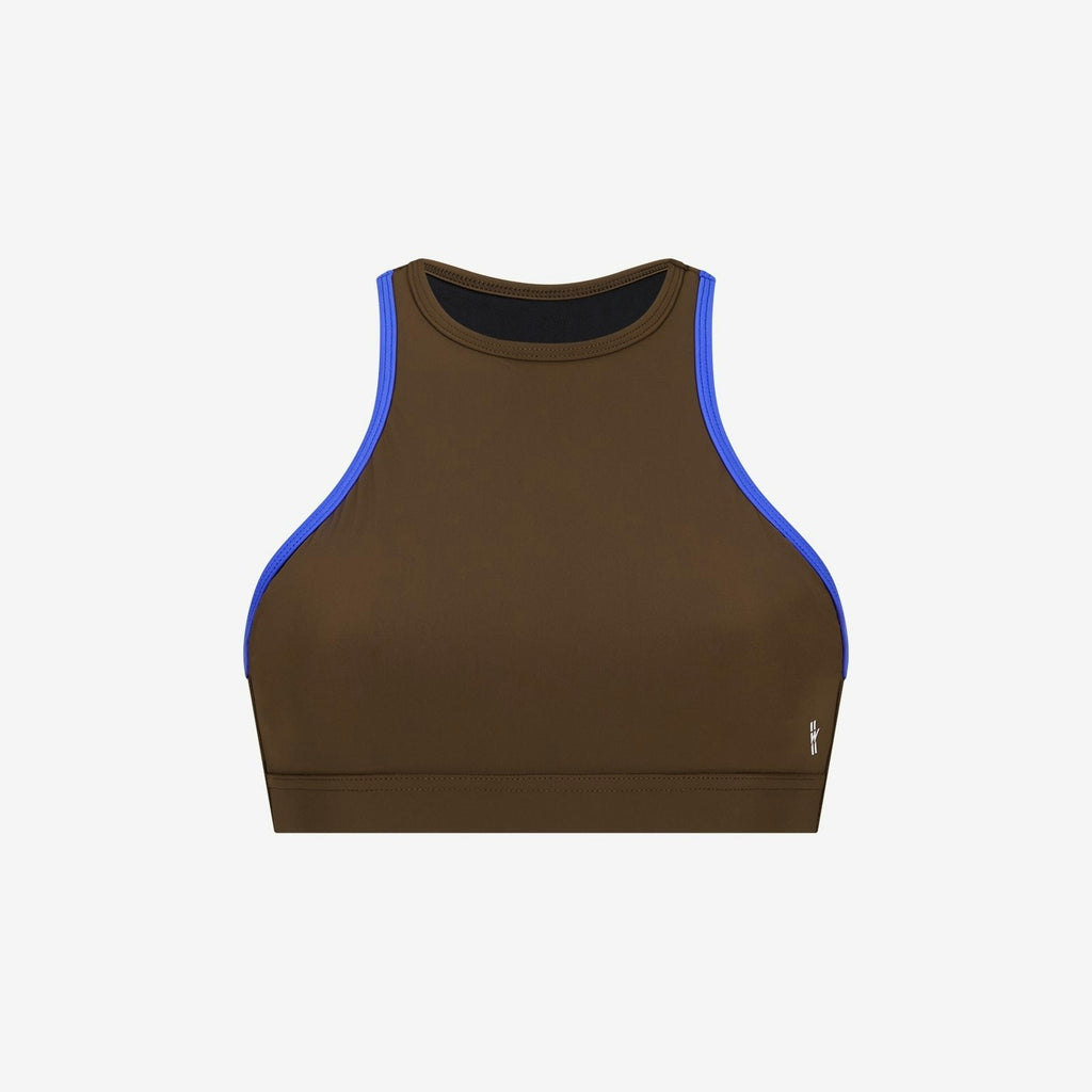 Bikini Top Racerfront Tie ― Coffee / Blue