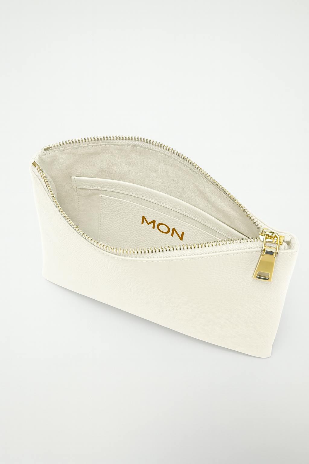 Classic Leather Clutch | White Gold