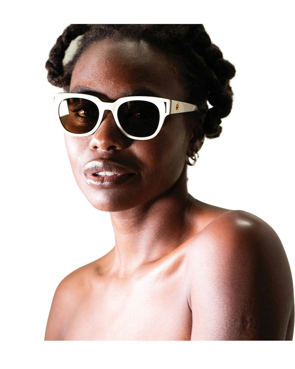 THE NYX - White on Black Sunglasses | Black Polarised Lenses