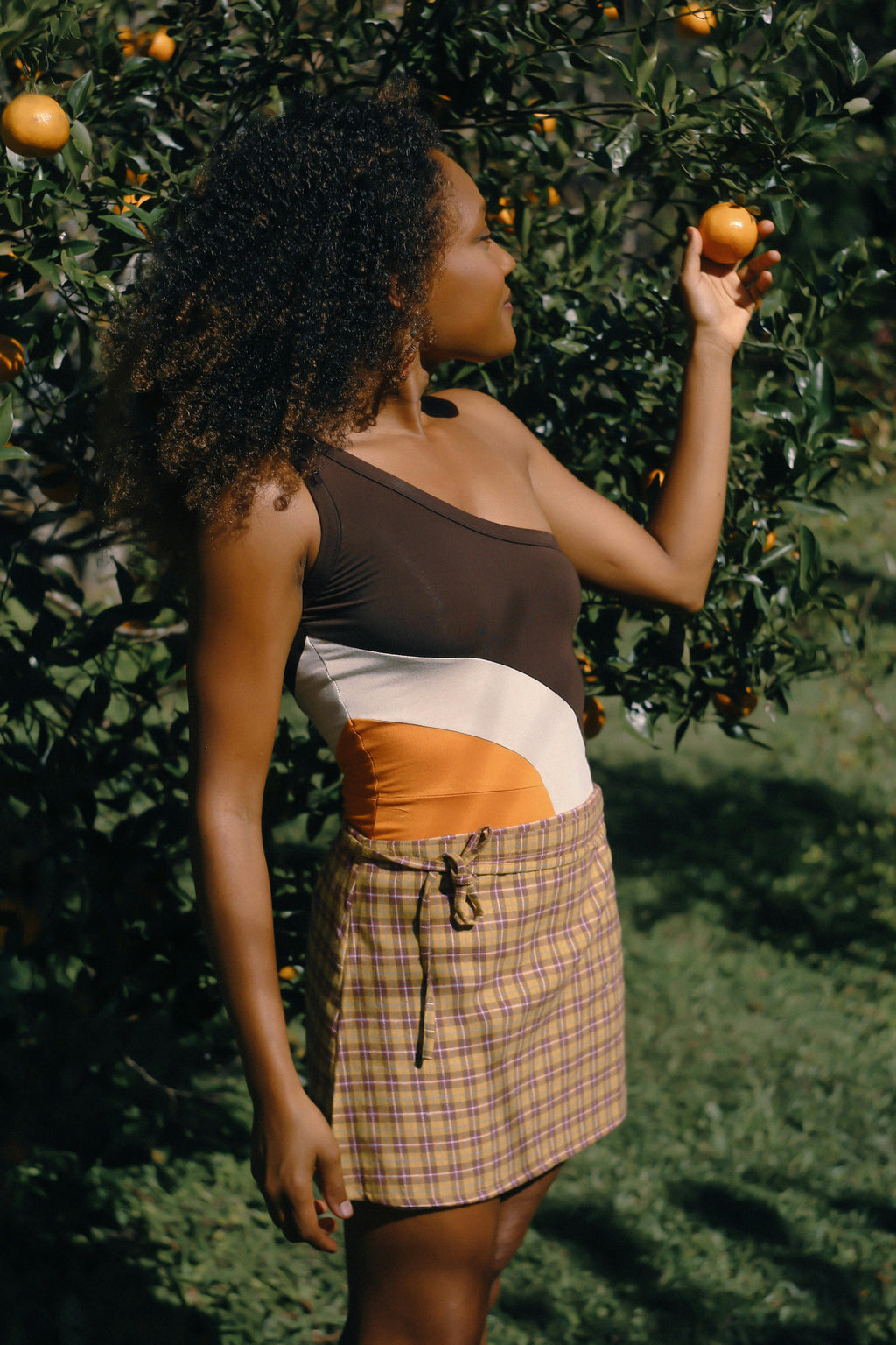 One Shoulder Bamboo Romper in Sunset