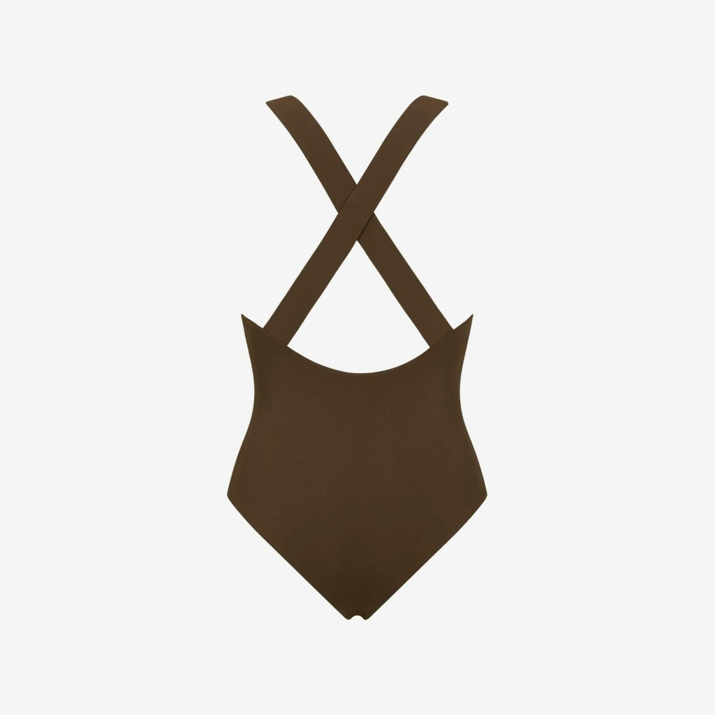 Nerida One Piece Swimsuit Scoop Neck ― Coffee