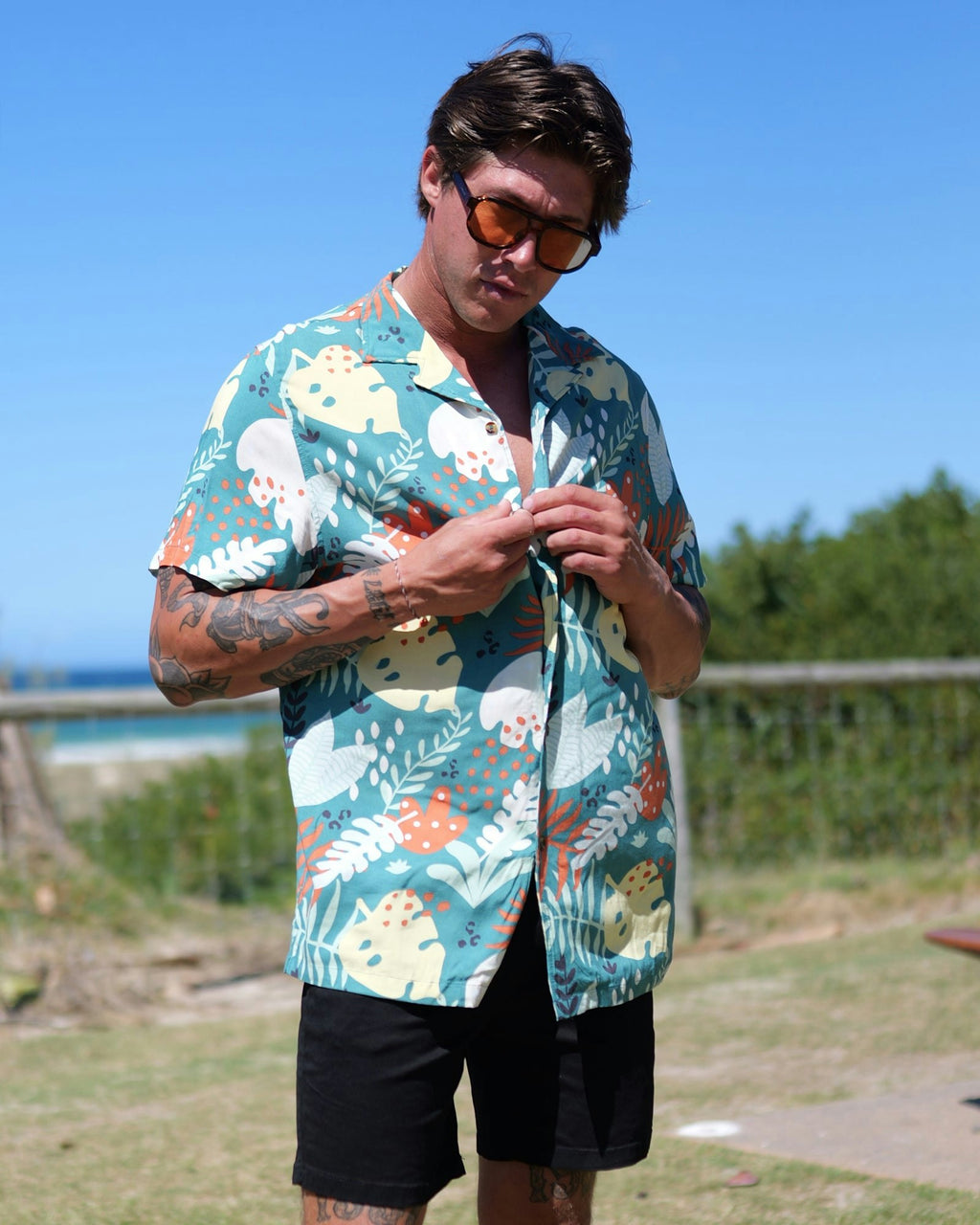 Abstract Leaf Rayon Shirt