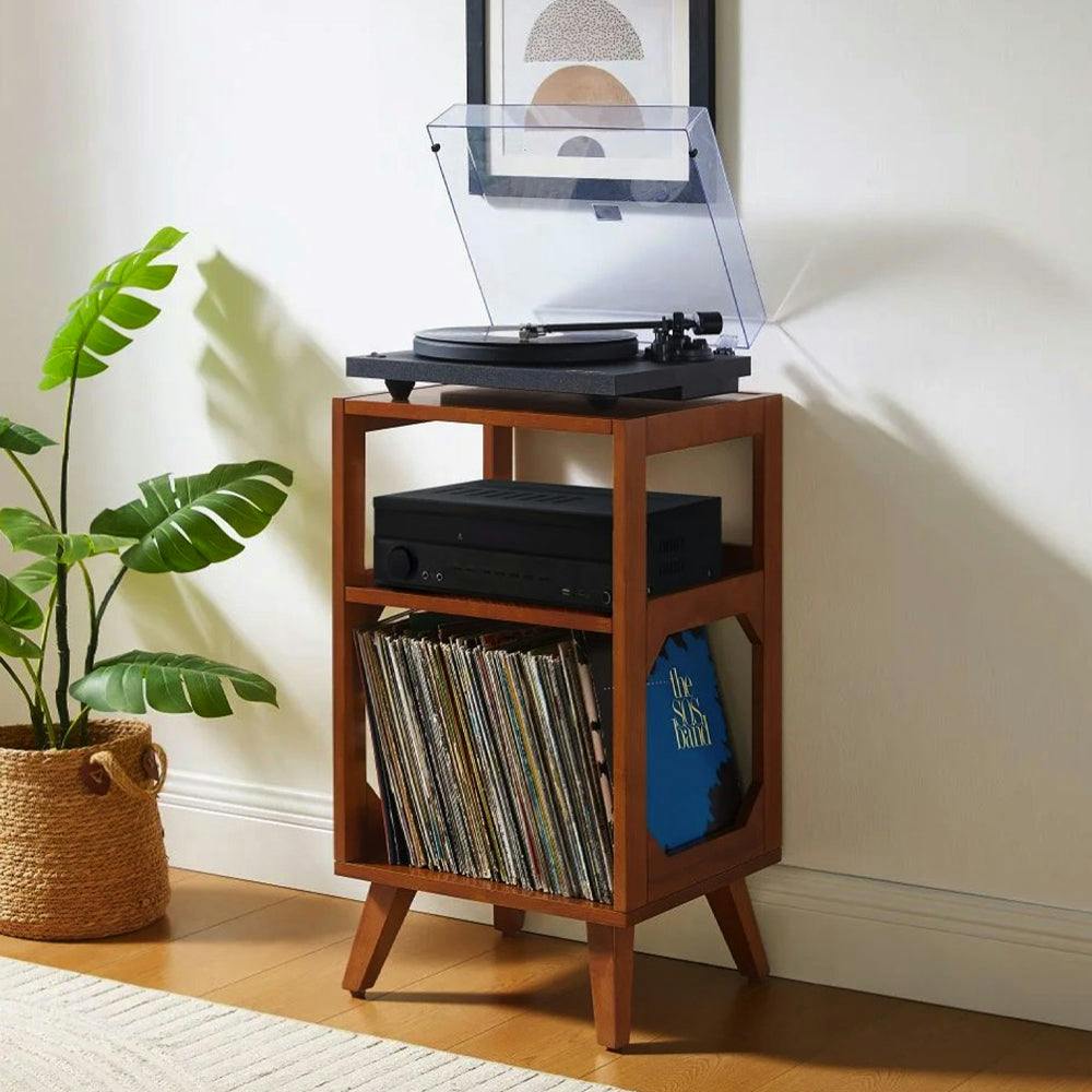 Crosley Voyager Bluetooth Portable Turntable + Crosley Asheville Stand Bundle - Black