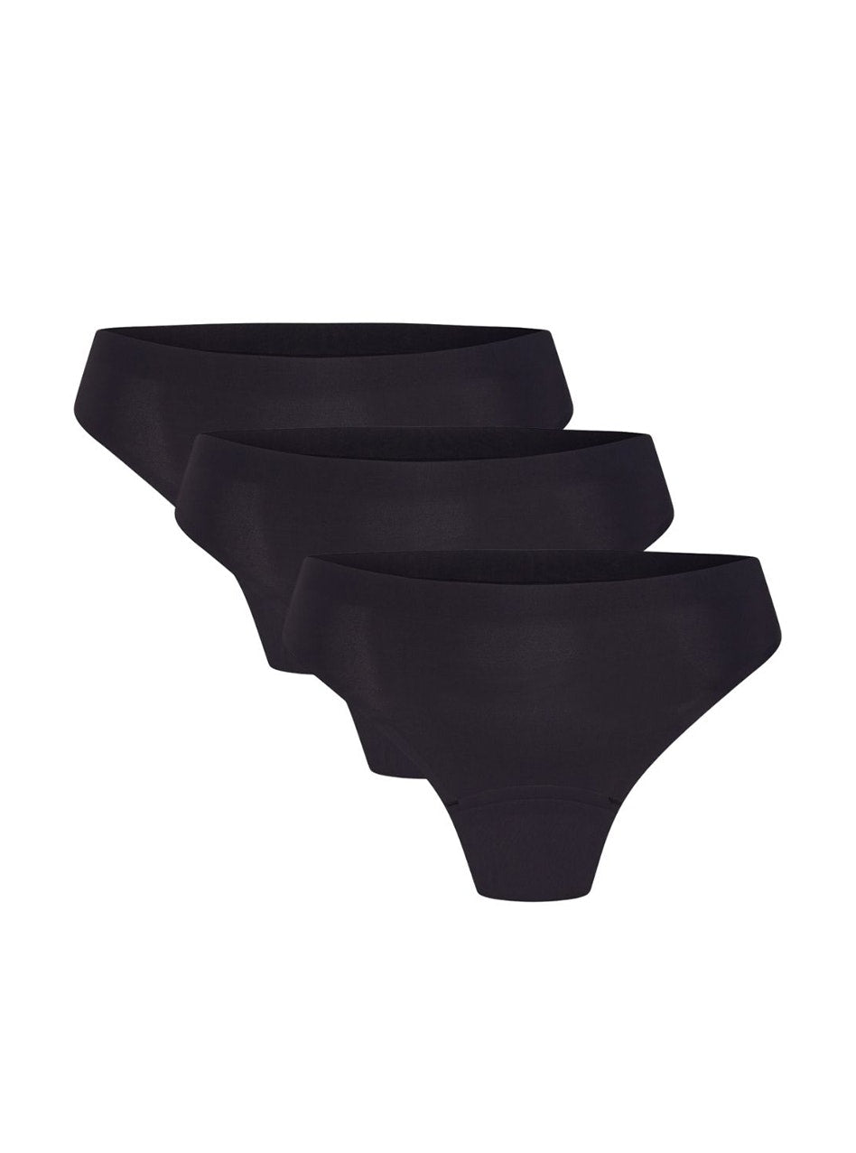 Seamfree Period Underwear Thong Light Absorbency 3Pack Black