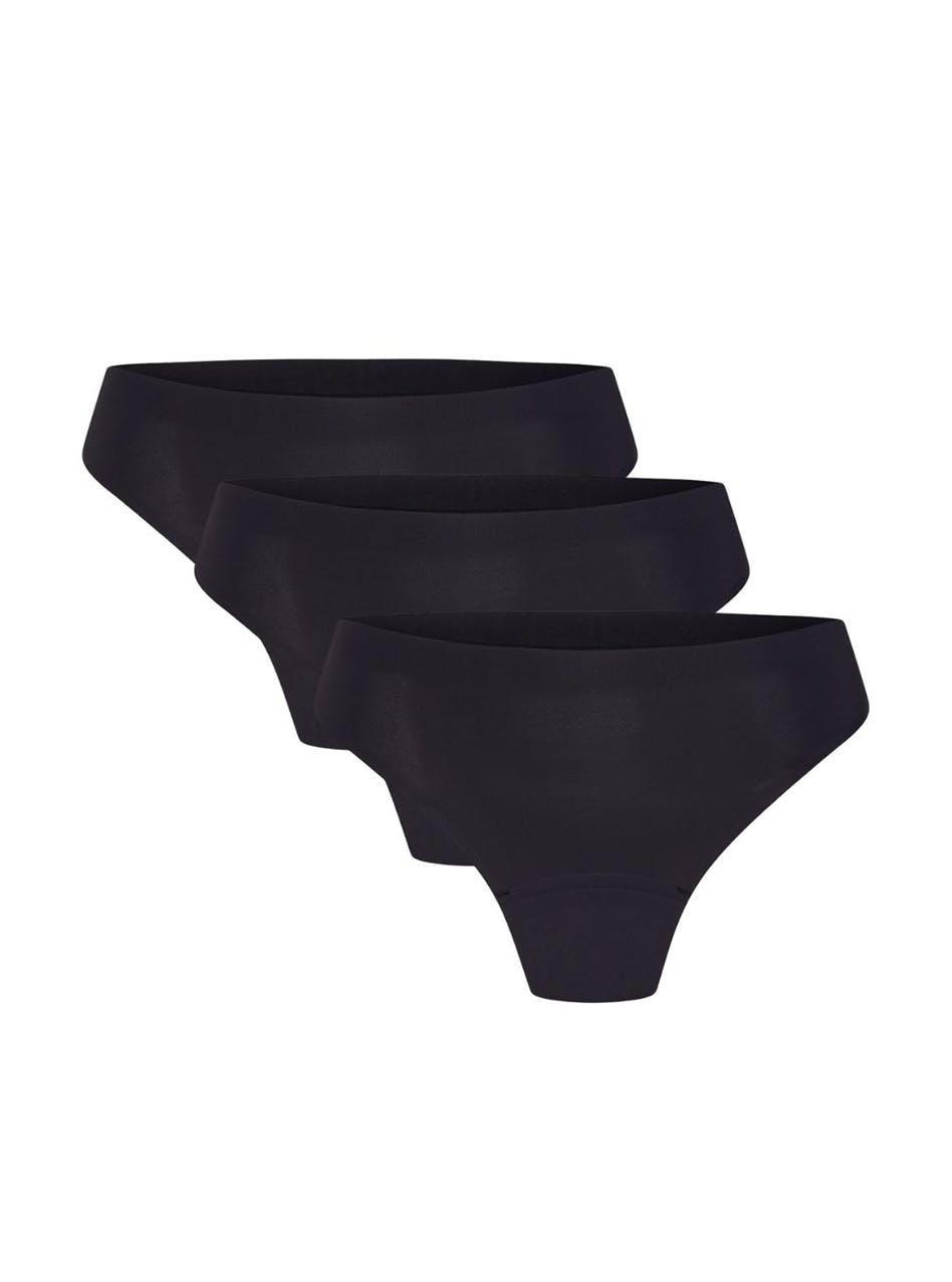 Seamfree Period Underwear Thong Light Absorbency 3Pack Black