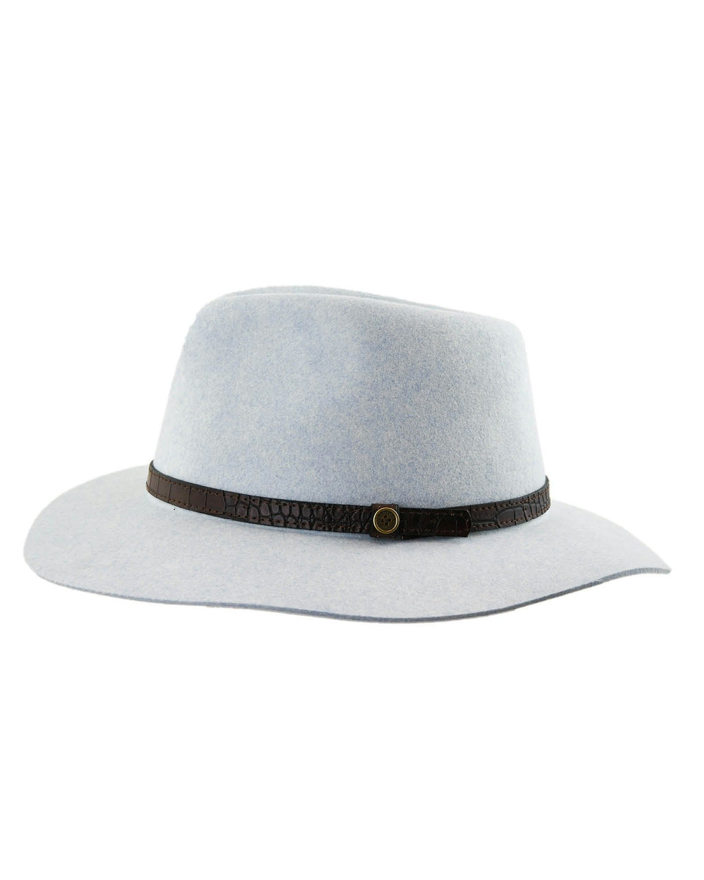 The Dingo – Crushable Wool Felt Fedora in Mottle Blue