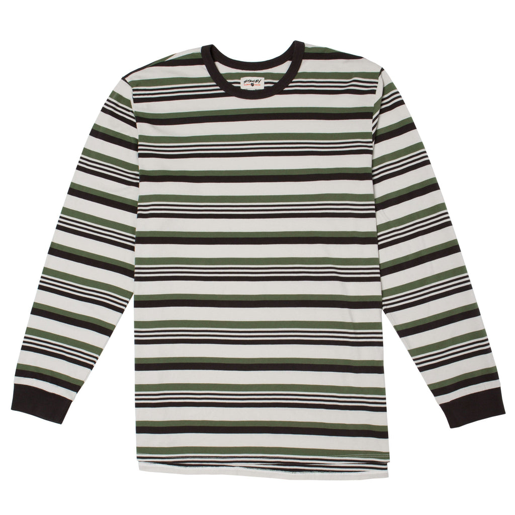 OLD SCHOOL VINTAGE STRIPED L/S TEE - NATURAL / VINTAGE BLACK / ARMY