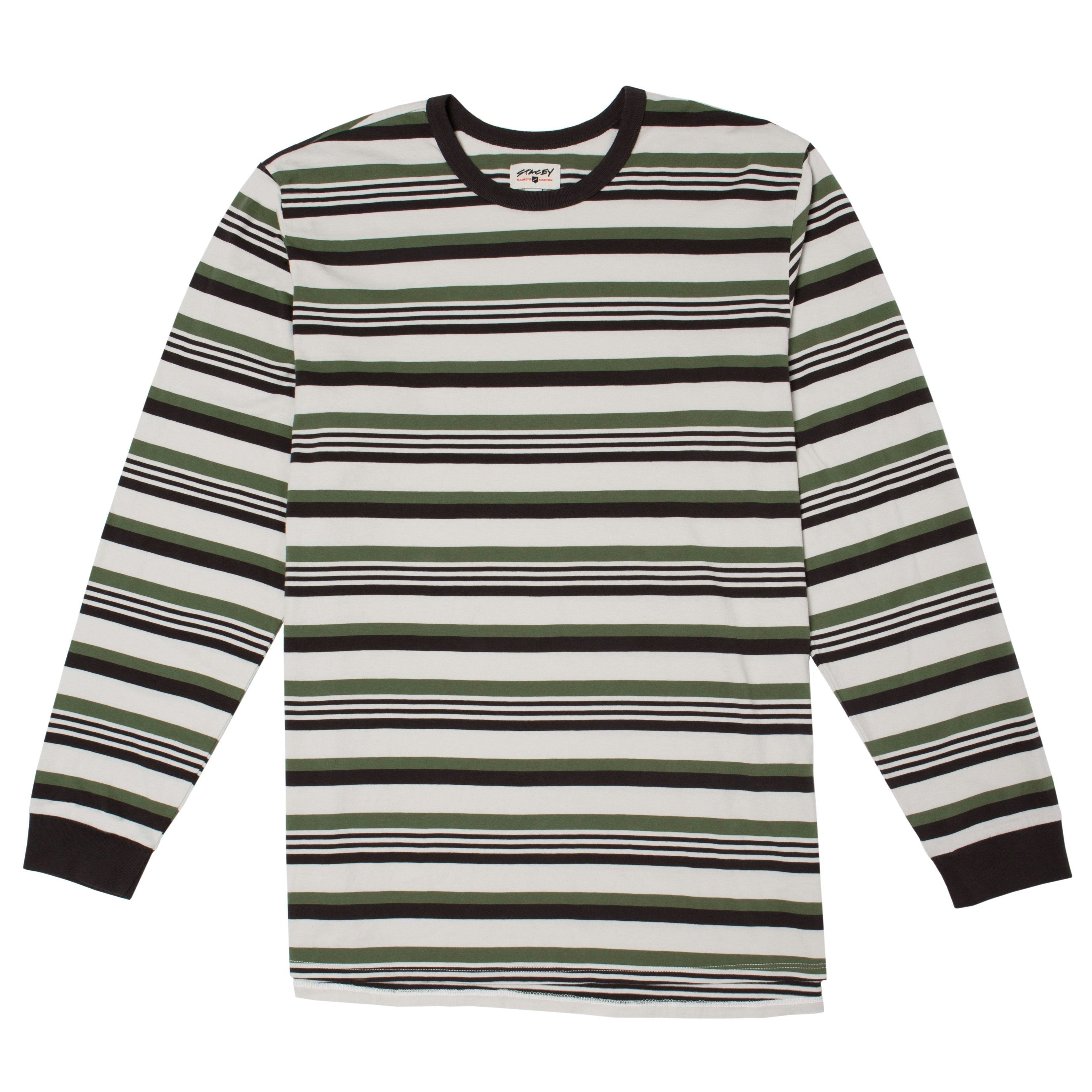 OLD SCHOOL VINTAGE STRIPED L/S TEE - NATURAL / VINTAGE BLACK / ARMY