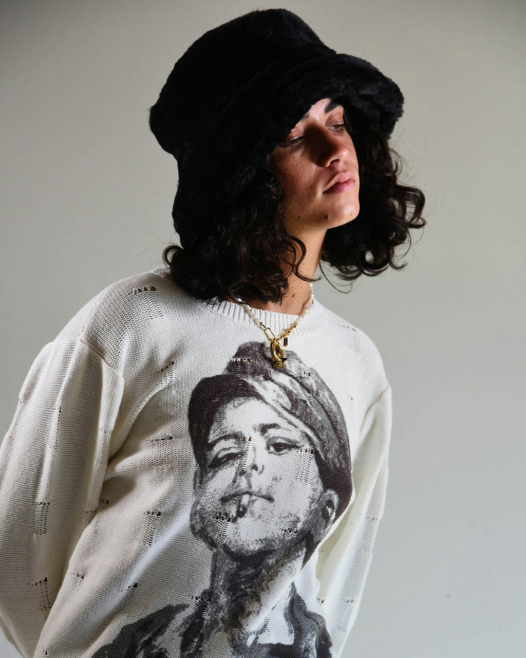 The Cosmic Girl Bucket Hat - Black Faux Fur