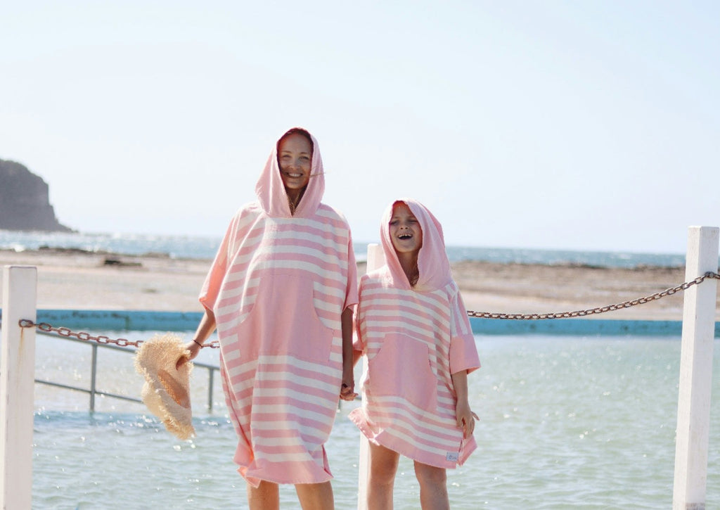 Ocean Pink Stripe Large Poncho