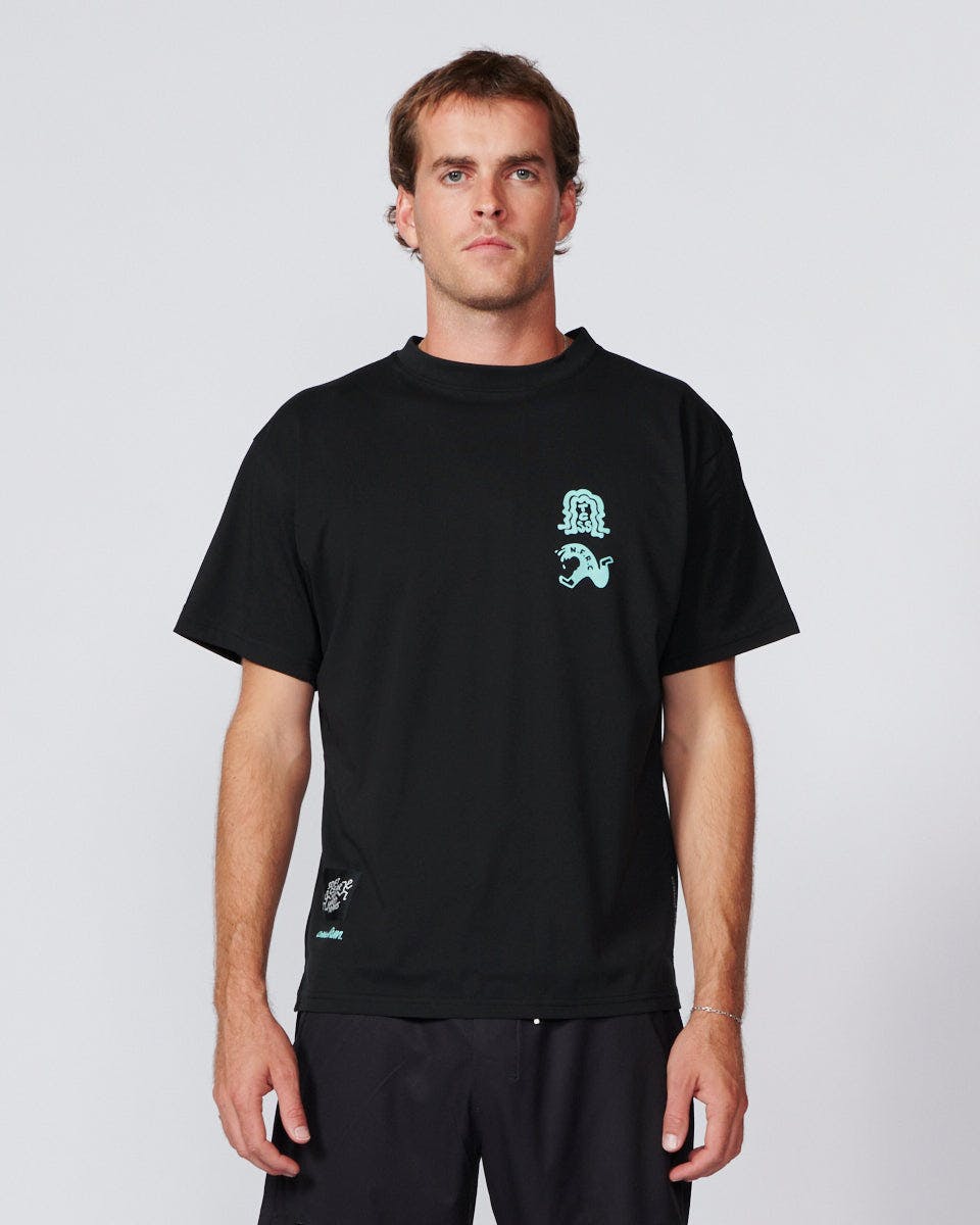 The Stacked Run Tee - Vintage Black