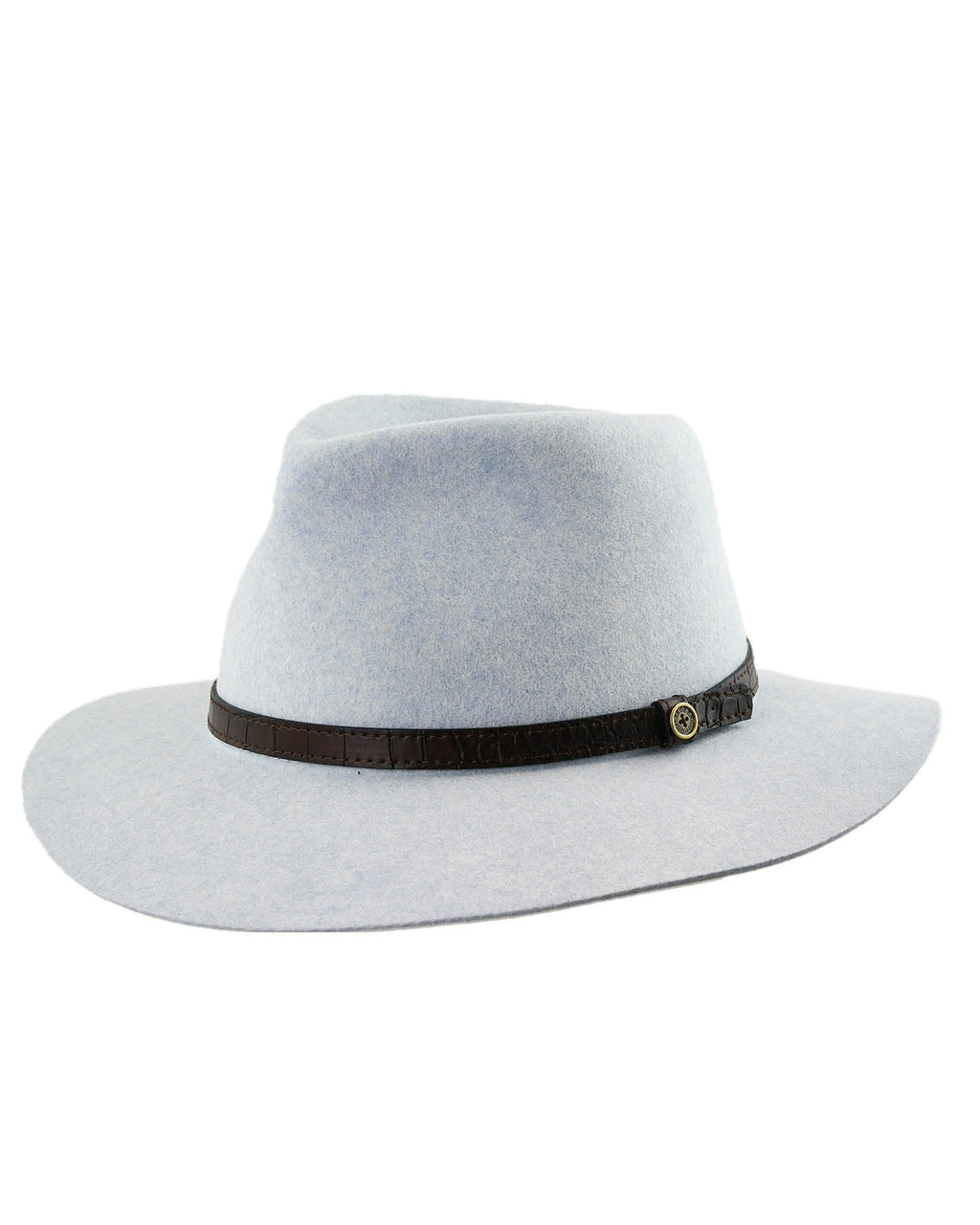 The Dingo – Crushable Wool Felt Fedora in Mottle Blue