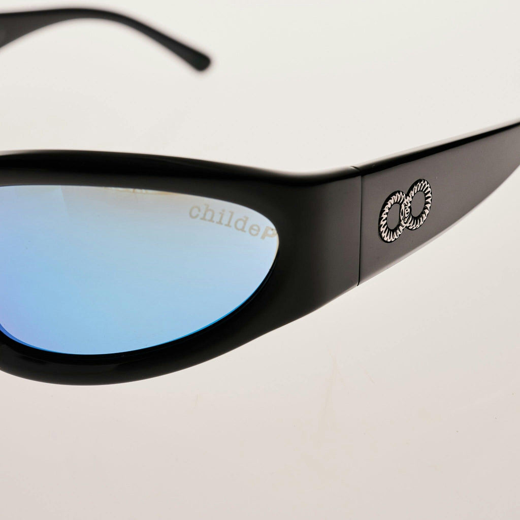 TOMB Gloss Black | Grey Polarised Blue Chrome Mirrored Bio Lens