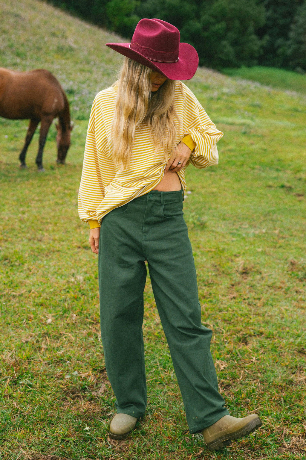 Lounge Barrel Jeans - Forest