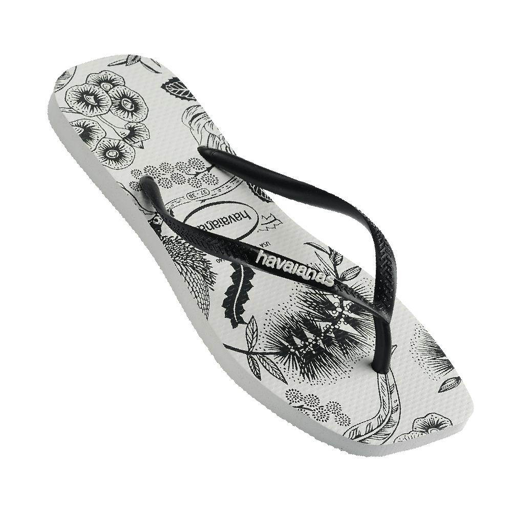 Slim Square Printed Flower Thongs