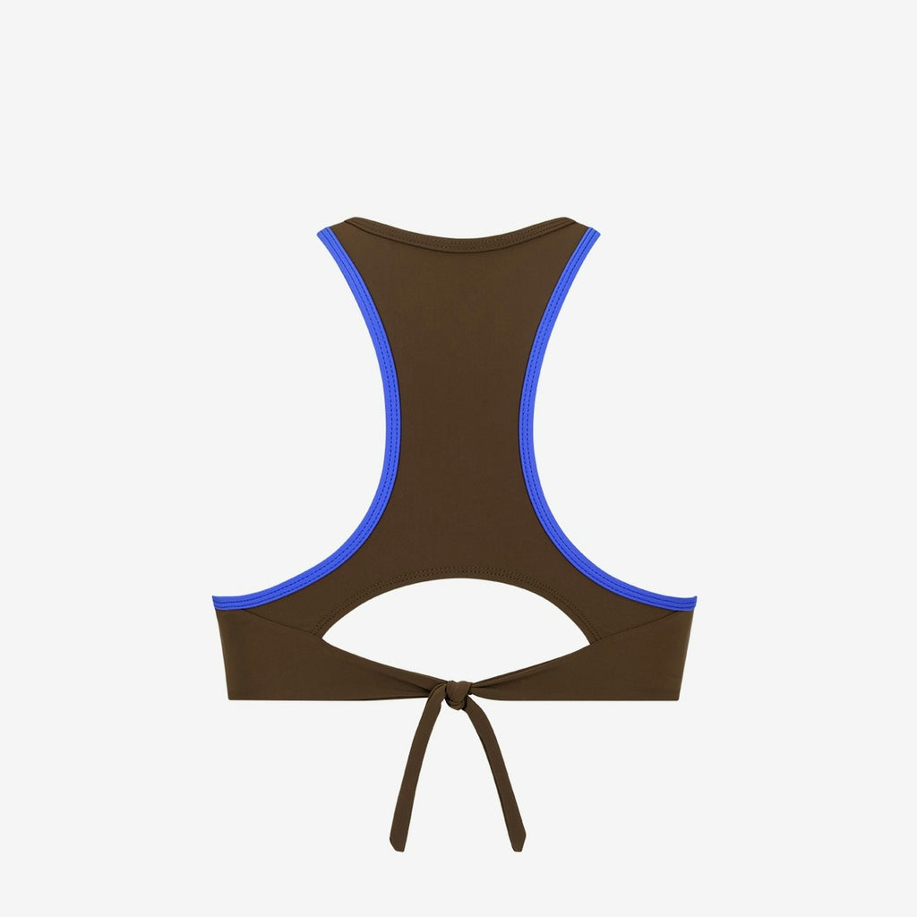 Bikini Top Racerfront Tie ― Coffee / Blue