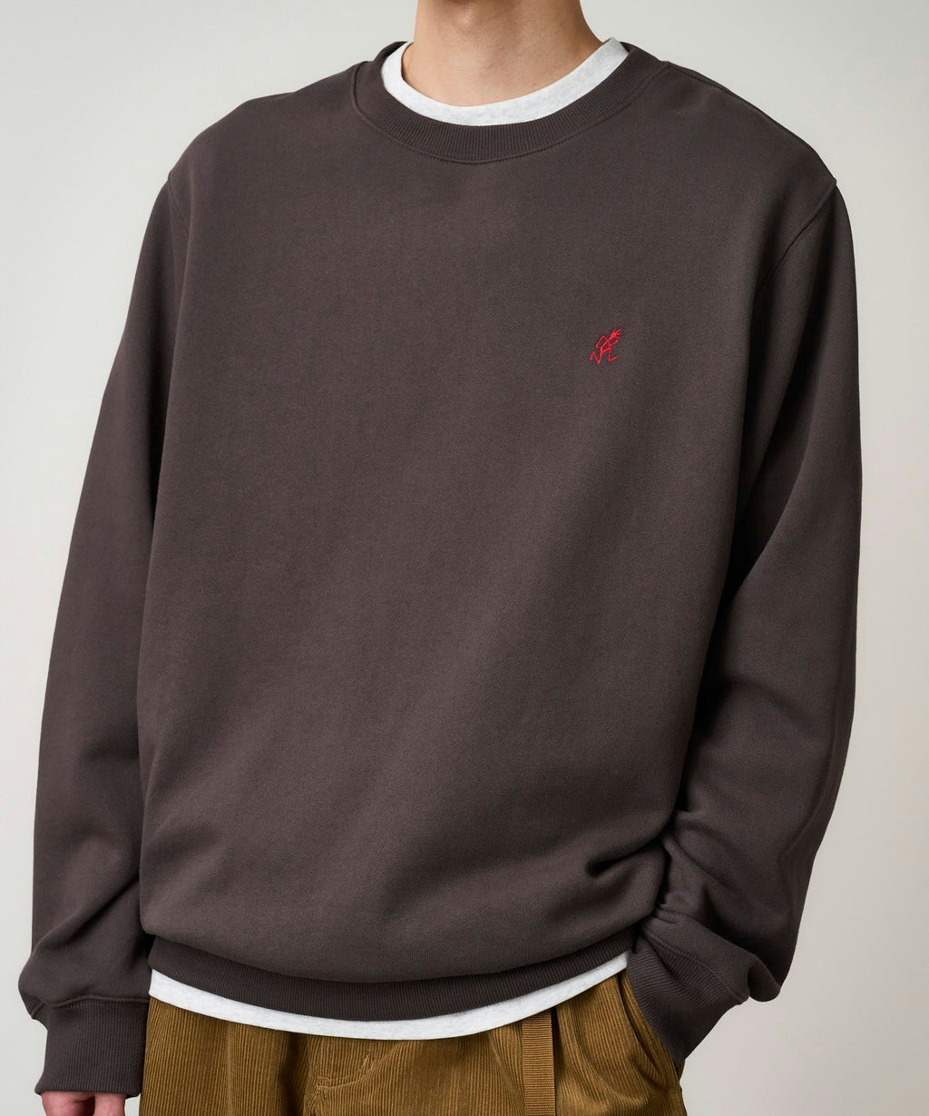 Gramicci One Point Crew Sweatshirt in Deep Brown