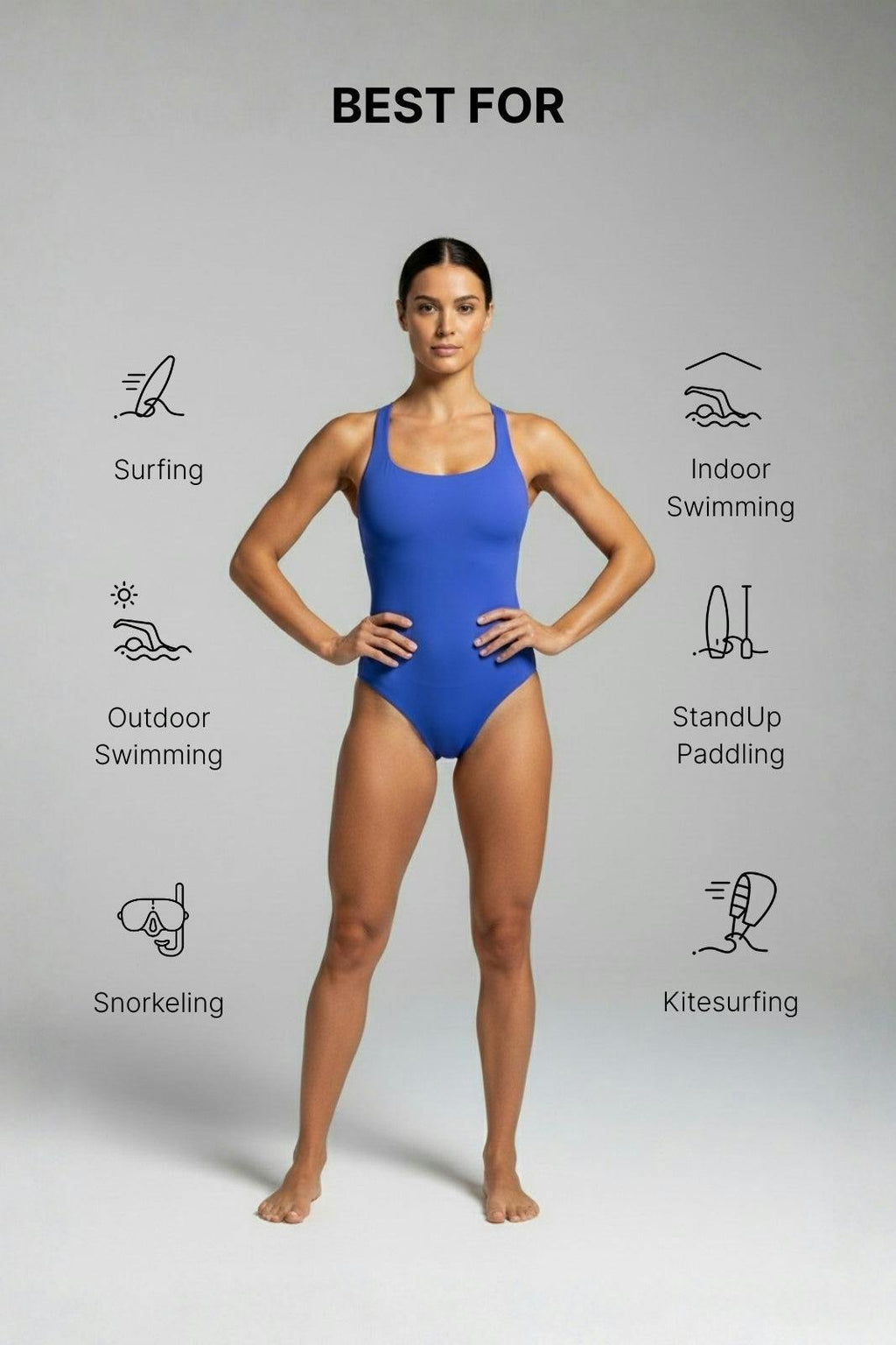 Nerida One Piece Swimsuit Scoop Neck ― Blue