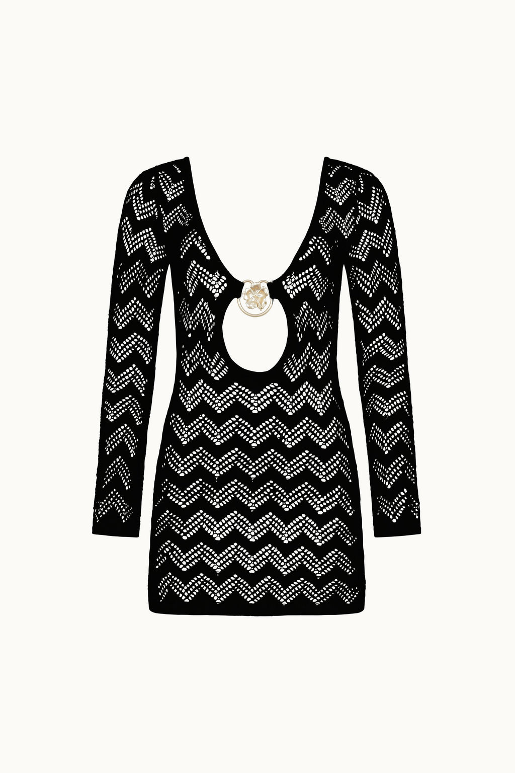 RESORT KNIT LONG SLEEVE DRESS - BLACK