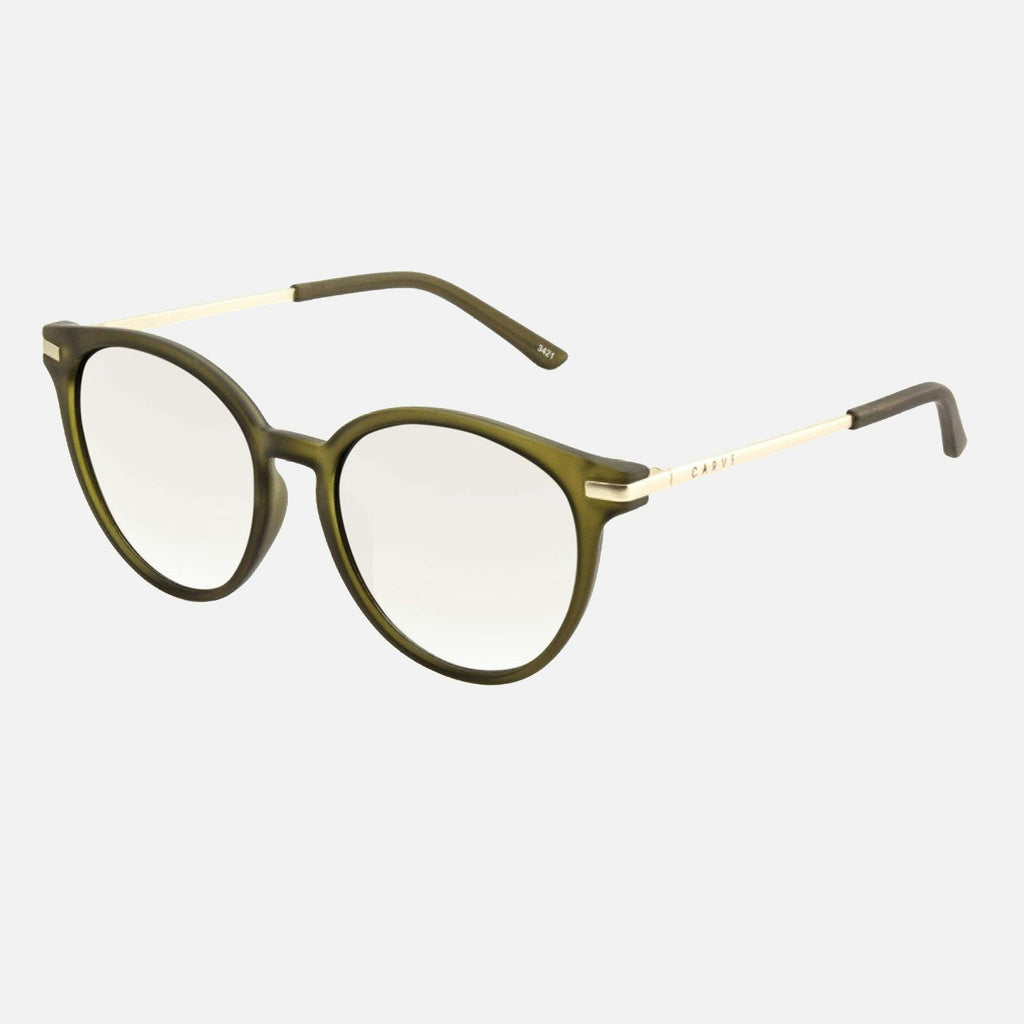 Dahlia - Blue Light Matt Olive Frame Glasses