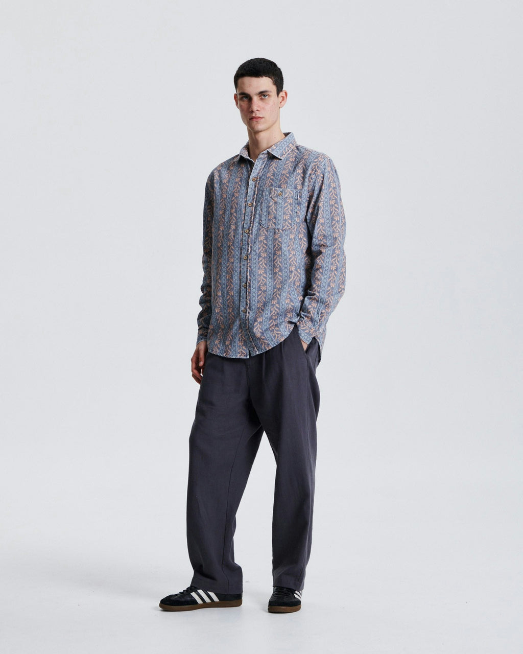 Gravity Printed Corduroy Shirt - Blue